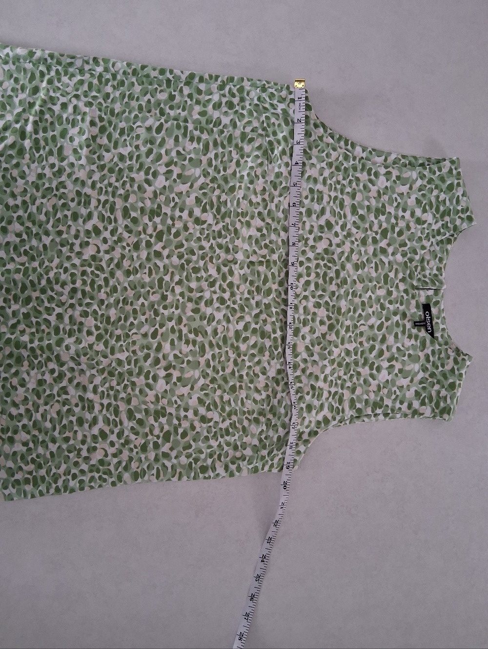 Olsen/ Sleeveless Green, Beige, White Pebble-Print Shift Dress/ Size US 8 - Picture 14 of 14